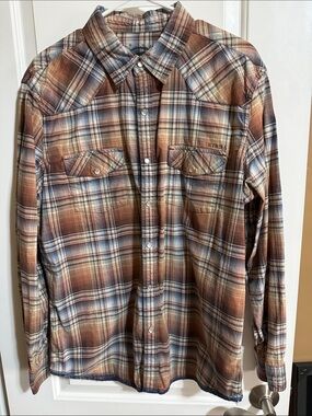 Kirra Brown and Cream Plaid Western Style Shirt